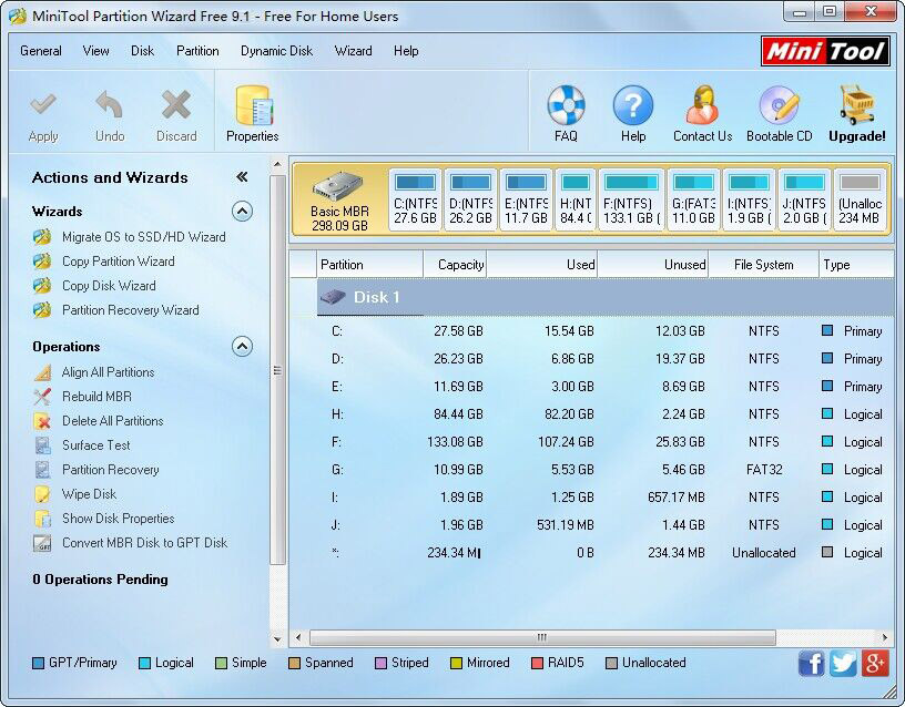 MiniTool Partition Wizard 9.1 Free Edition