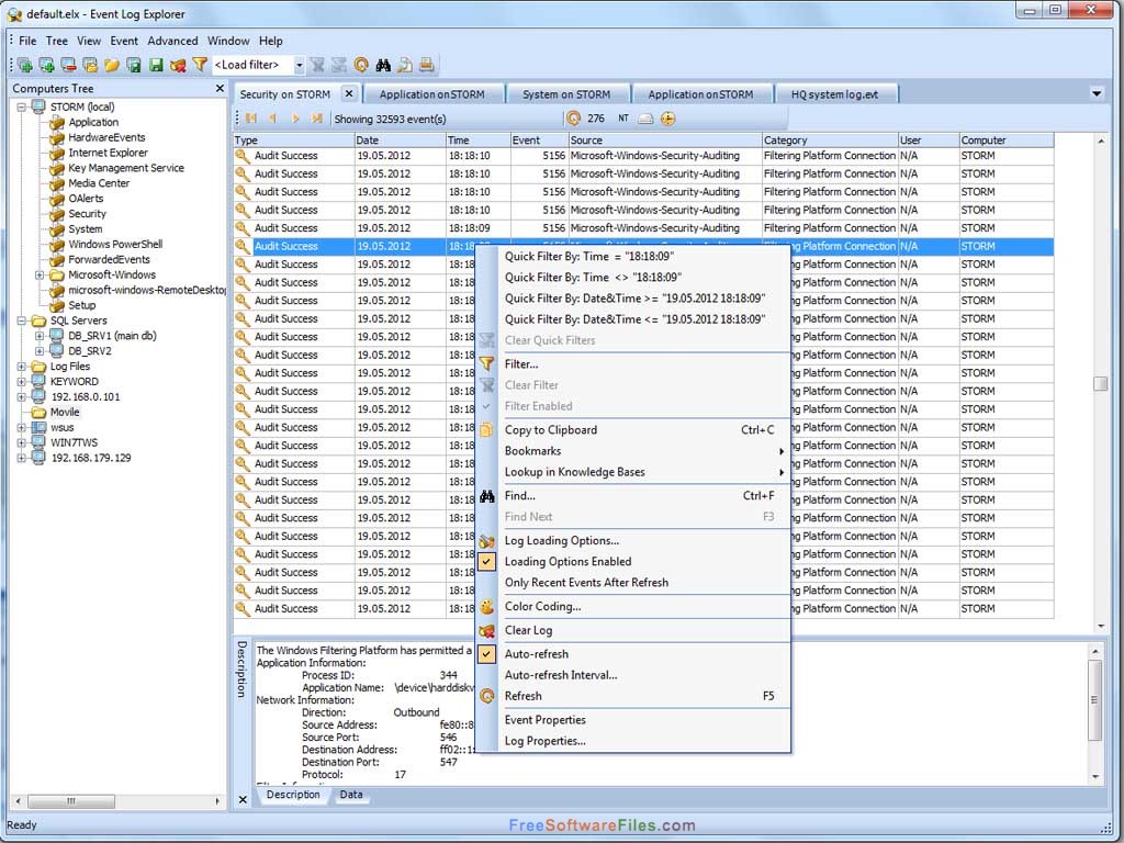 herramienta de visor de registro de eventos de Windows