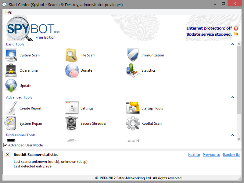 spybot search and destroy windows 7