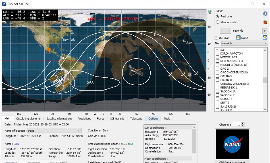 free satellite tracking PreviSat 5